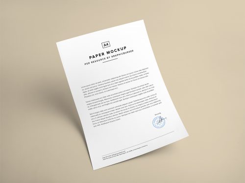 A4 Paper PSD Mockup