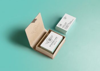 Business Card Inside Square Box Mockup