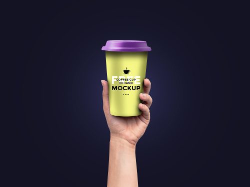 Coffee Cup Hand PSD Mockup