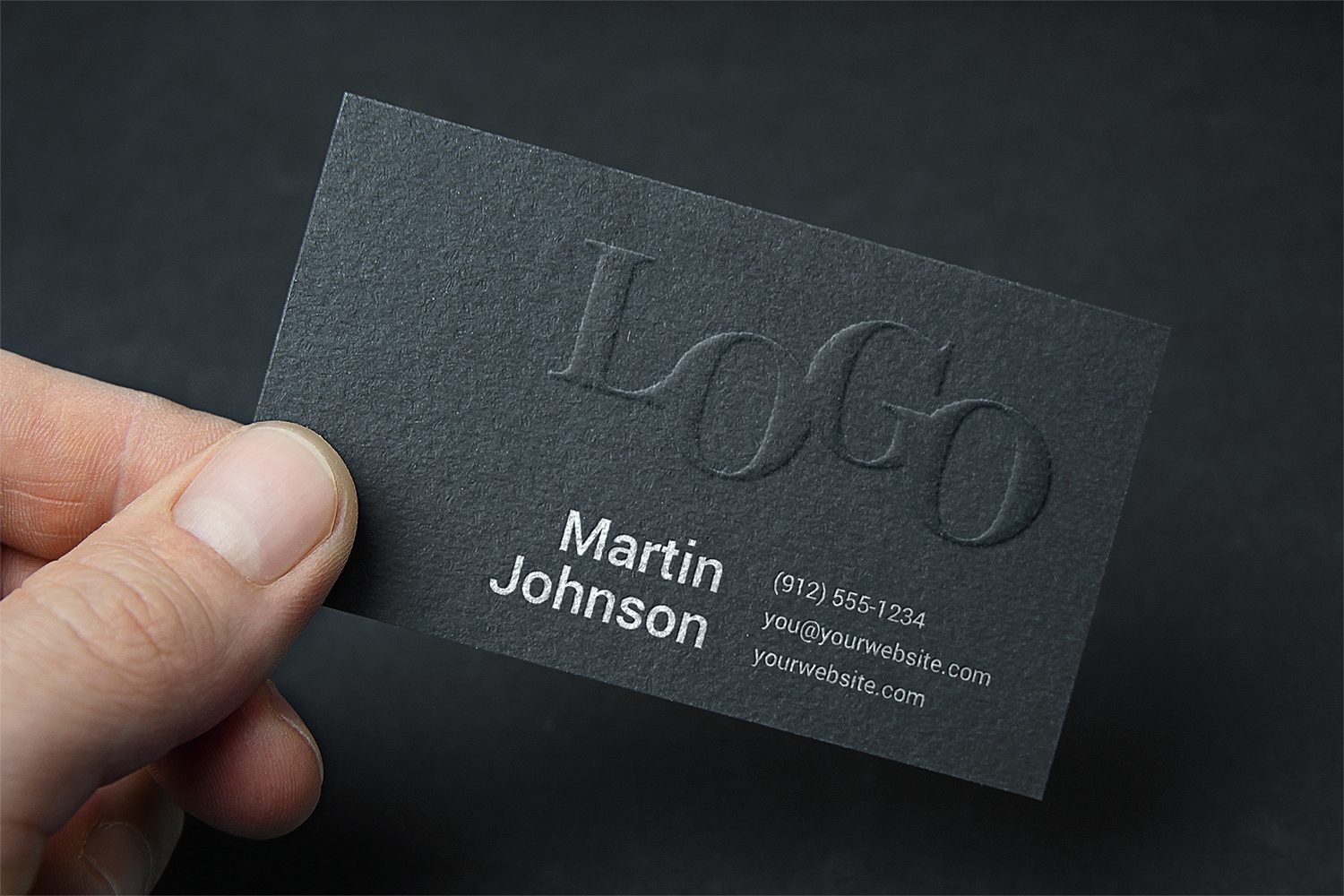 Embossed Business Card PSD Mockup