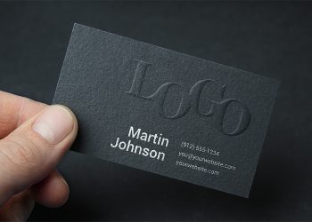 Embossed Business Card PSD Mockup
