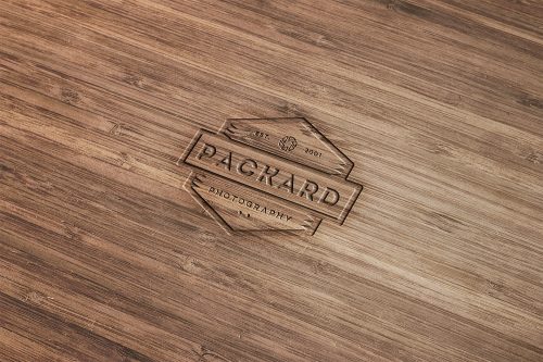 Engraved Wood Mockup Free PSD