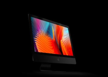 Free Perspective View iMac Pro PSD Mockup