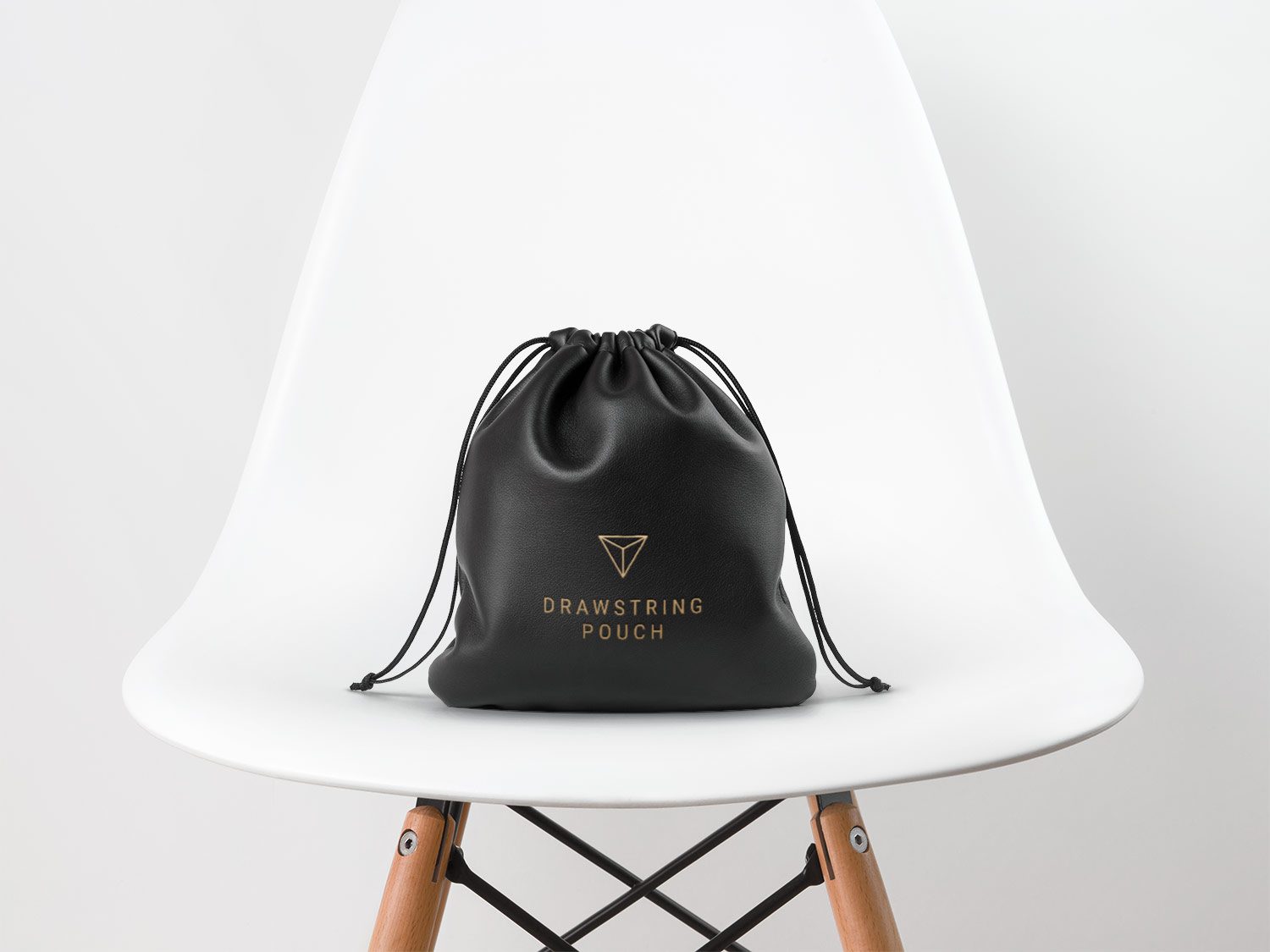 Leather Drawstring Pouch PSD Mockup