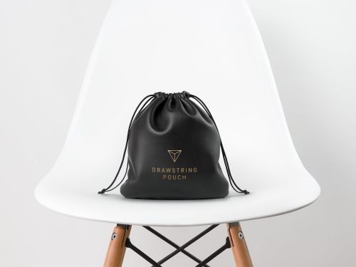 Leather Drawstring Pouch PSD Mockup