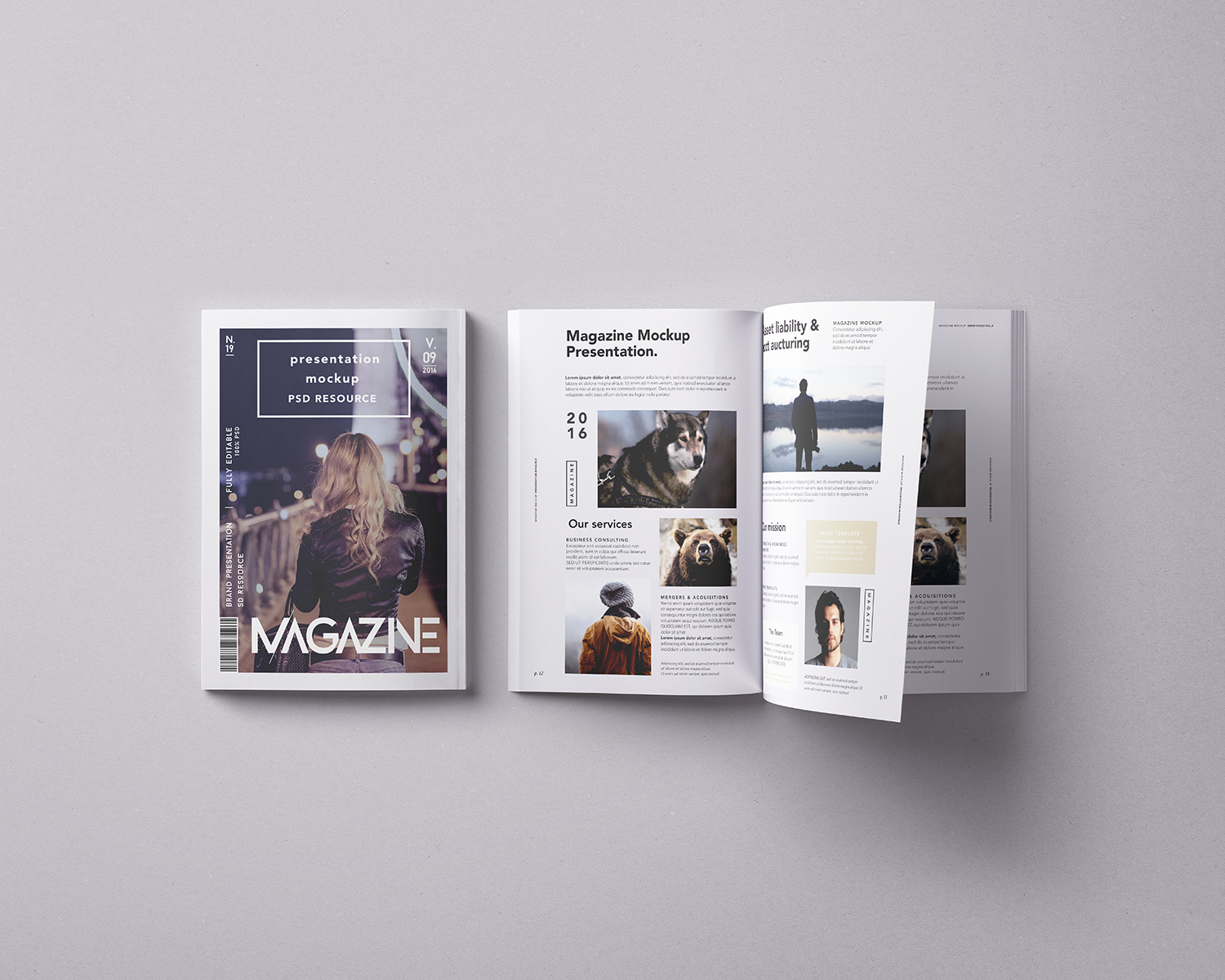 Magazine Mockup Double Overhead