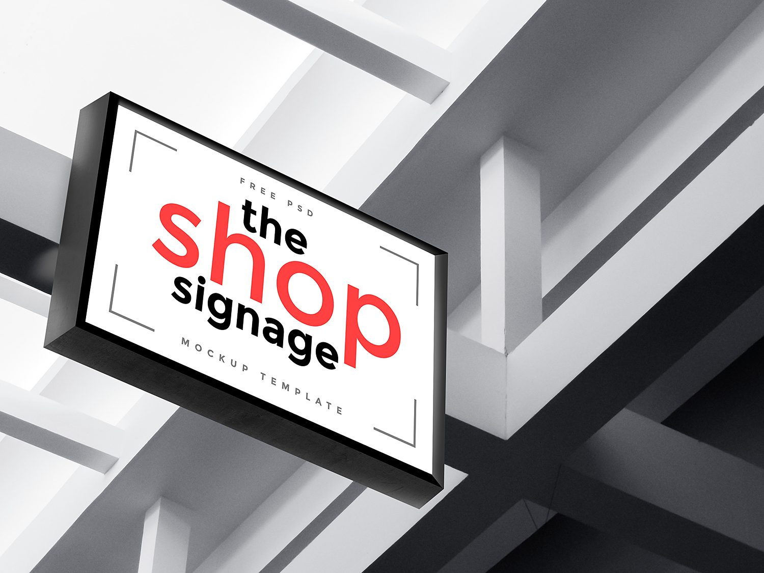 Outdoor Shop Signage Mockup PSD