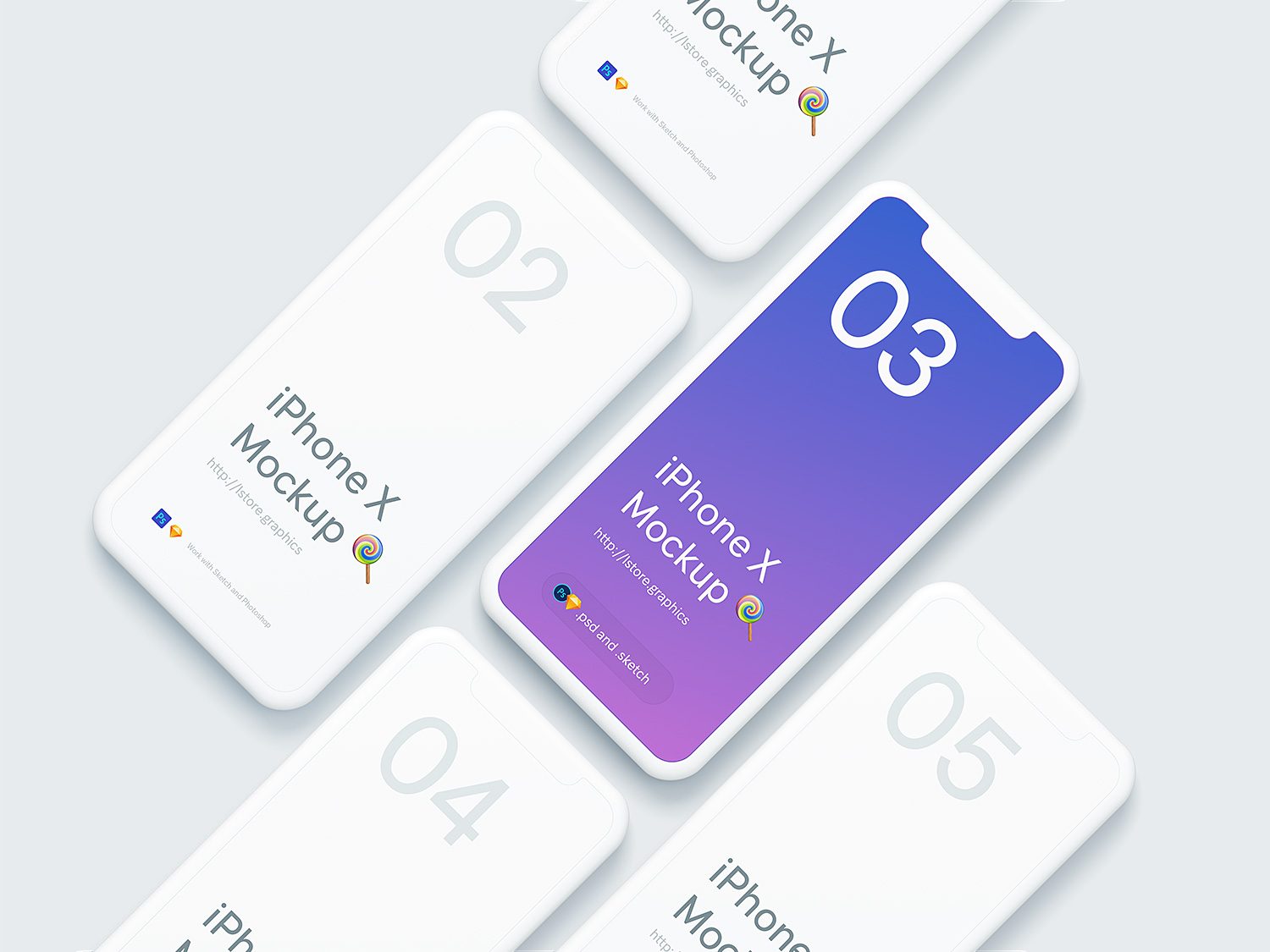 Simple iPhone X Mockups PSD & Sketch