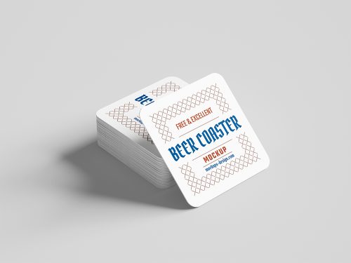 Square Beer Coaster Mockup