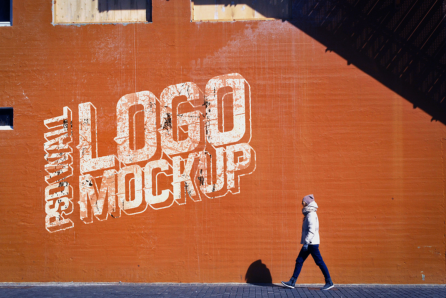 Street Wall Logo Mockup PSD