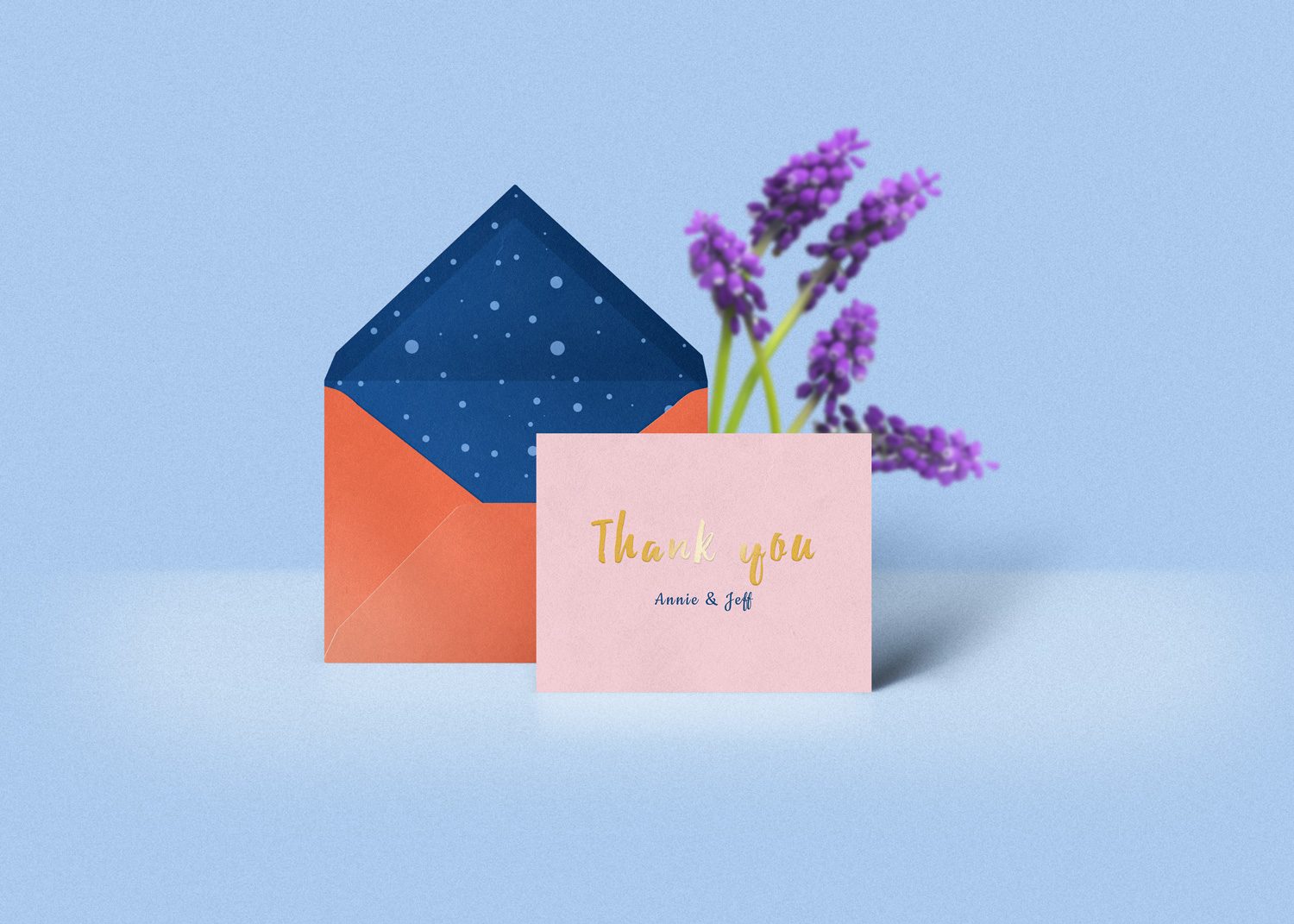 Thank You Card with Envelope Mockup