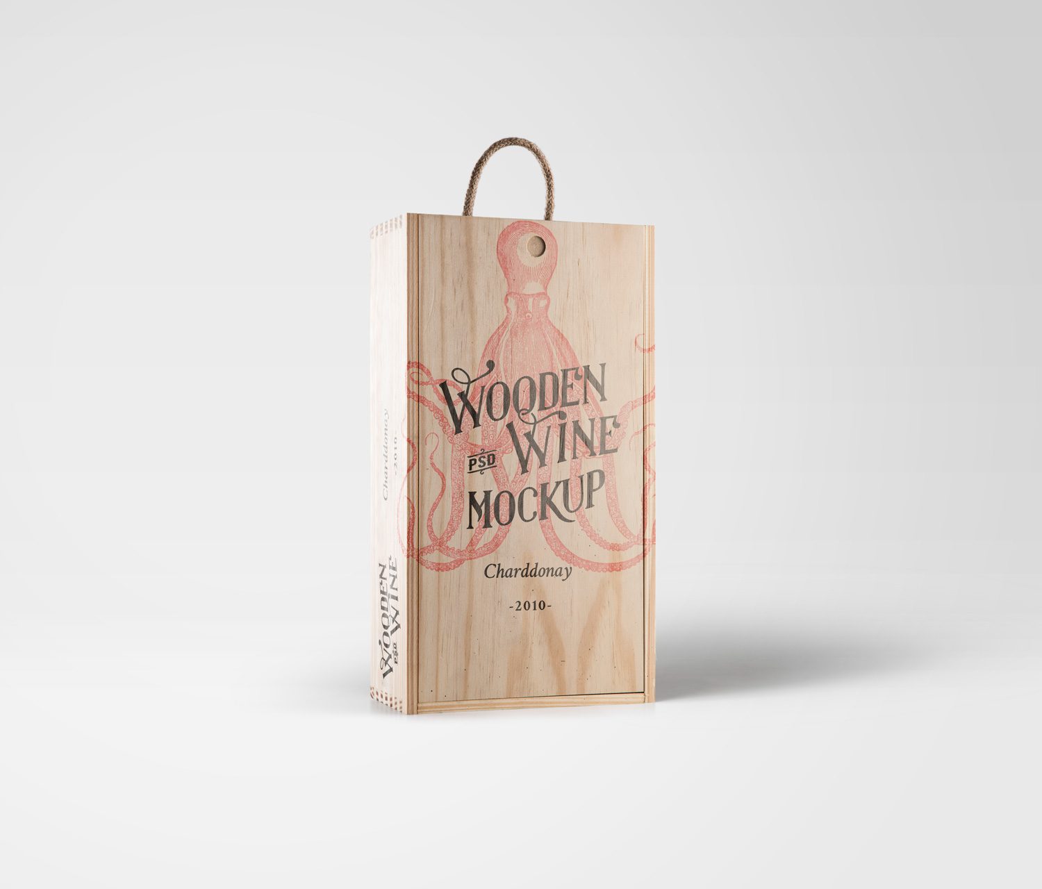 Wine Wood Box Mockup PSD