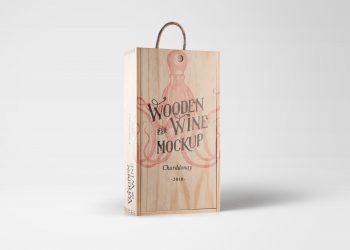 Wine Wood Box Mockup PSD