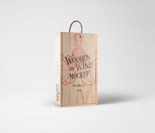 Wine Wood Box Mockup PSD