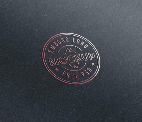 Emboss Paper Logo Mockup Free PSD