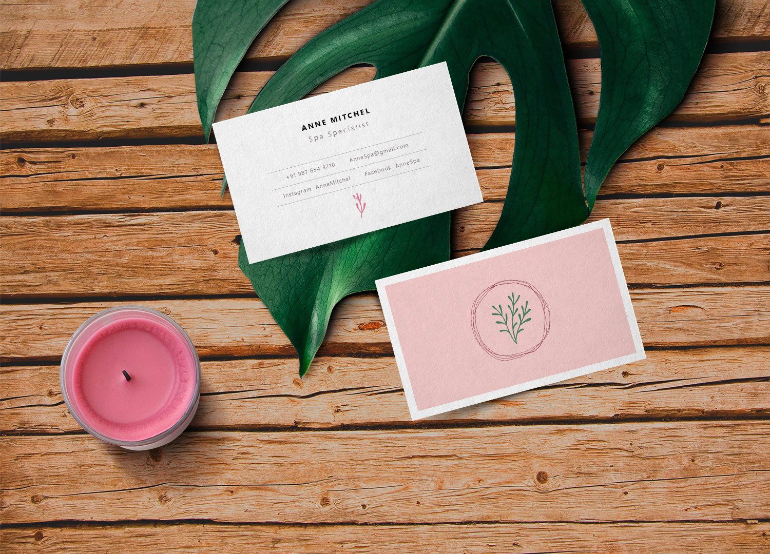 Feminine Business Card PSD Mockup