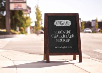 Free Outdoor Chalkboard PSD Mockup Advertising