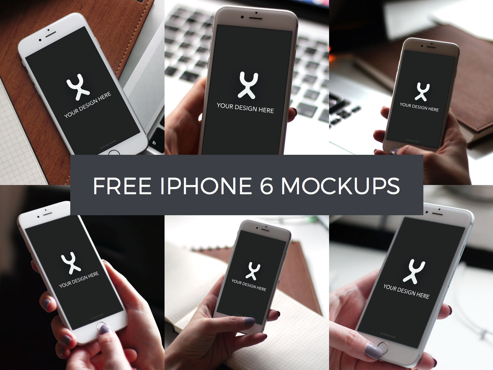 Girl Carrying 6 iPhone 6 PSD Mockups