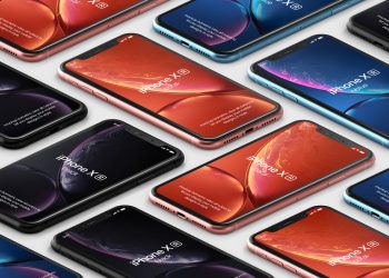 iPhone XR Isometric Mockup