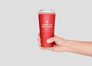 Paper Cup Hand Mockup PSD