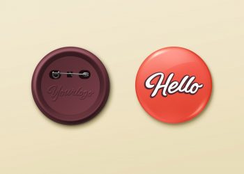 Pin Button Badge PSD Mockup