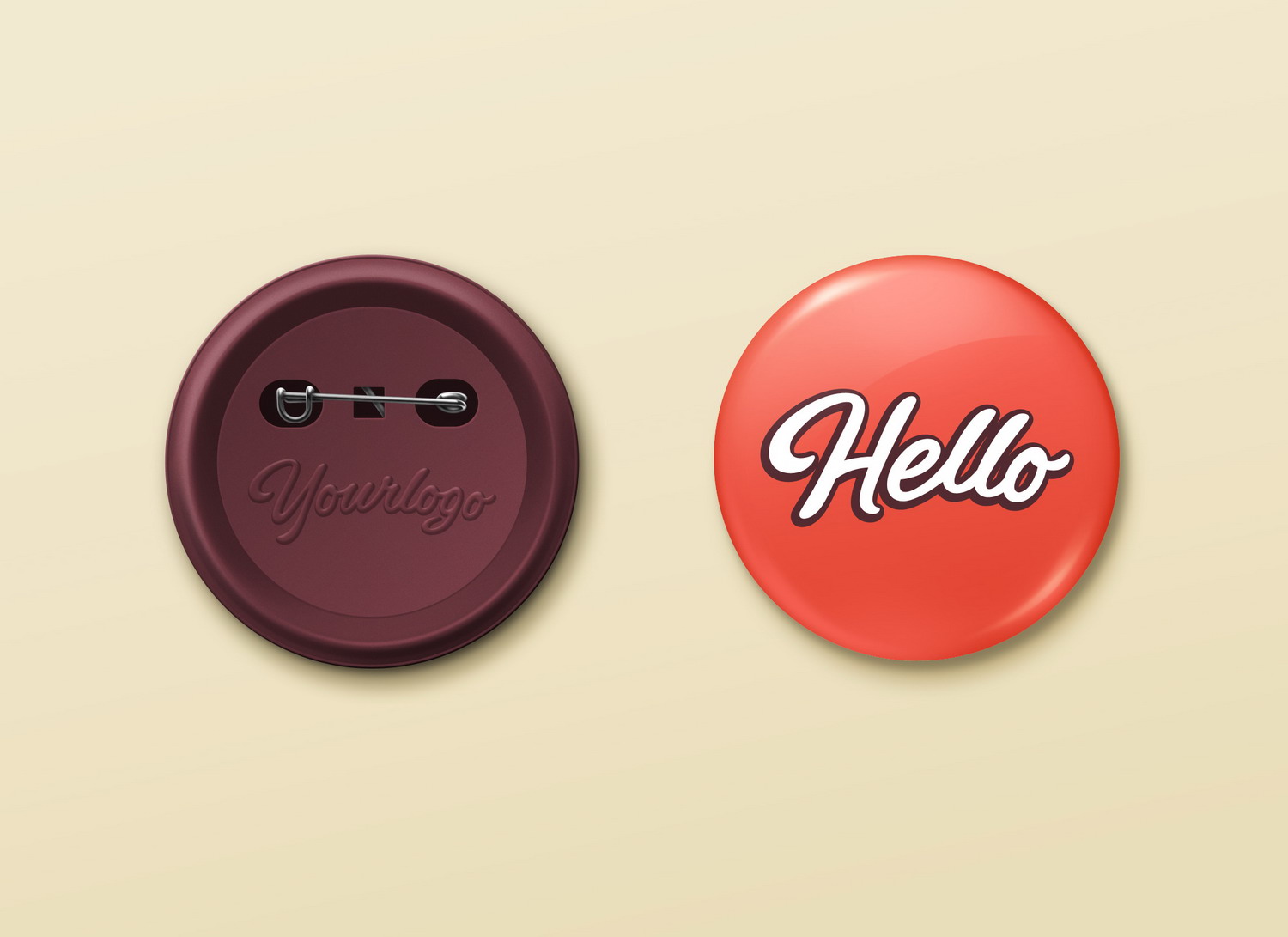 Pin Button Badge PSD Mockup