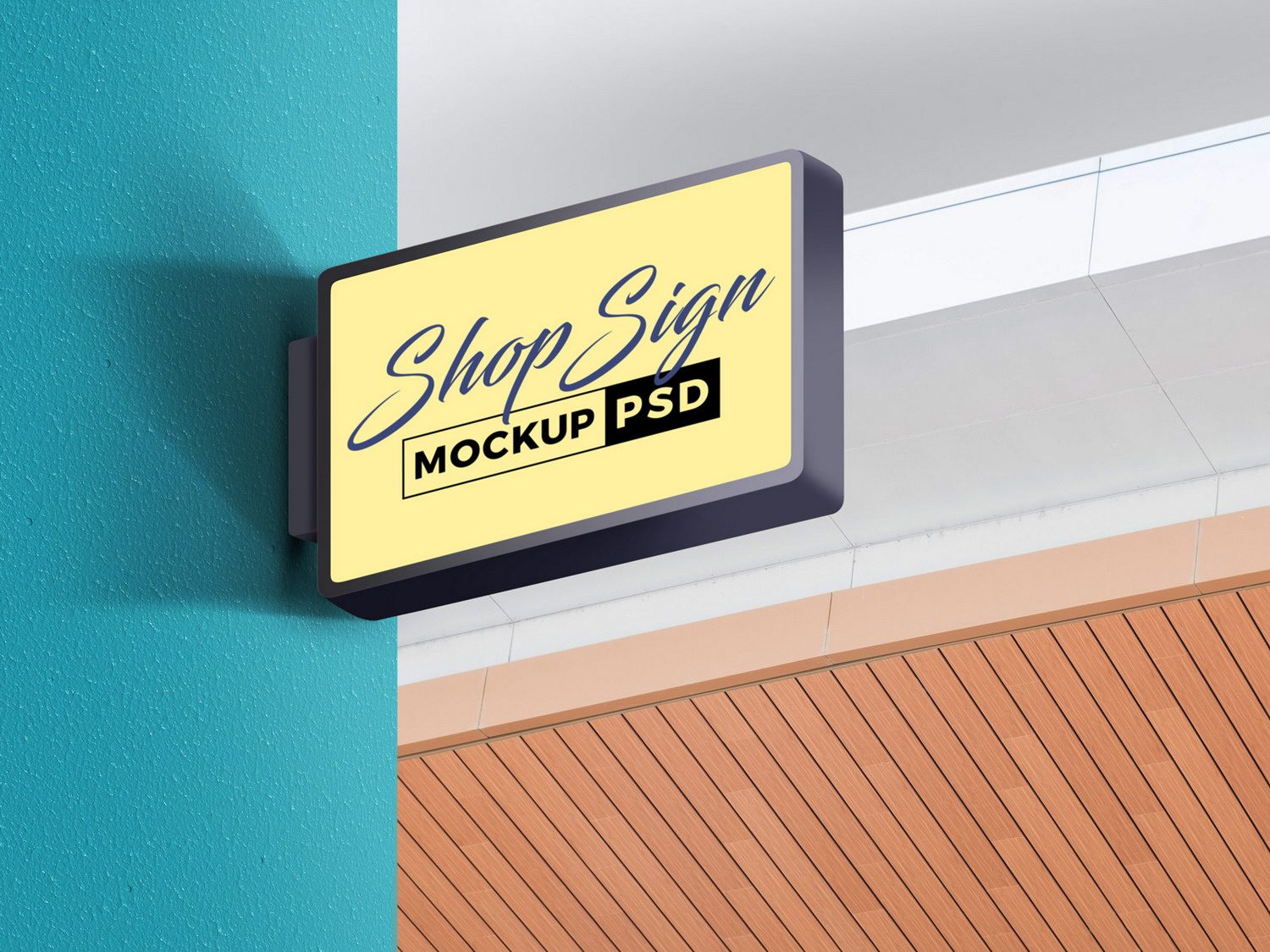 Store Wall Signage Mockup PSD