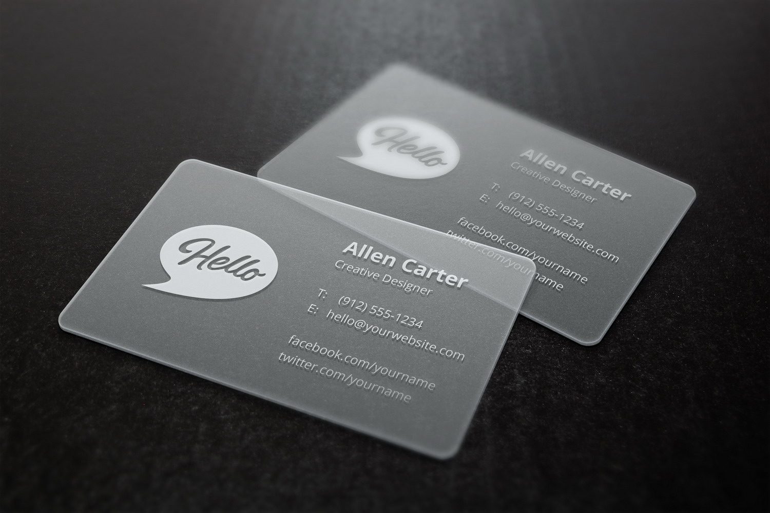 Translucent Business Cards Mockup