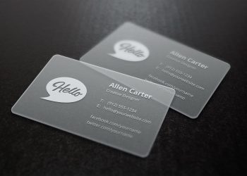 Translucent Business Cards Mockup