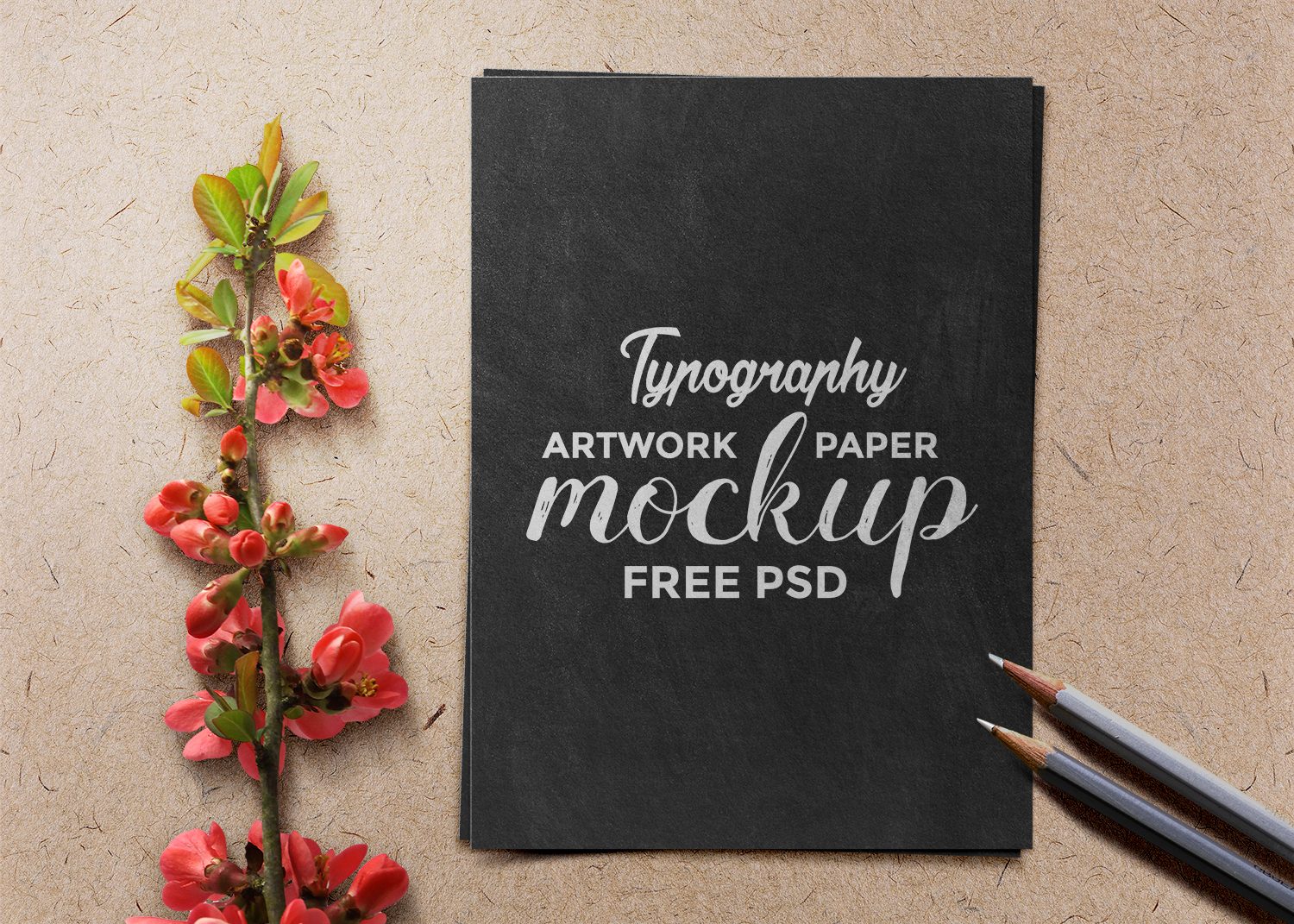 Typography Artwork Free Paper Mockup PSD