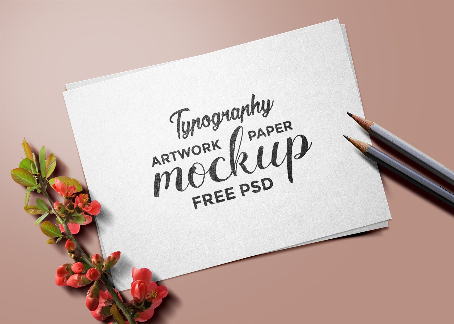 Typography Artwork Free Paper Mockup PSD