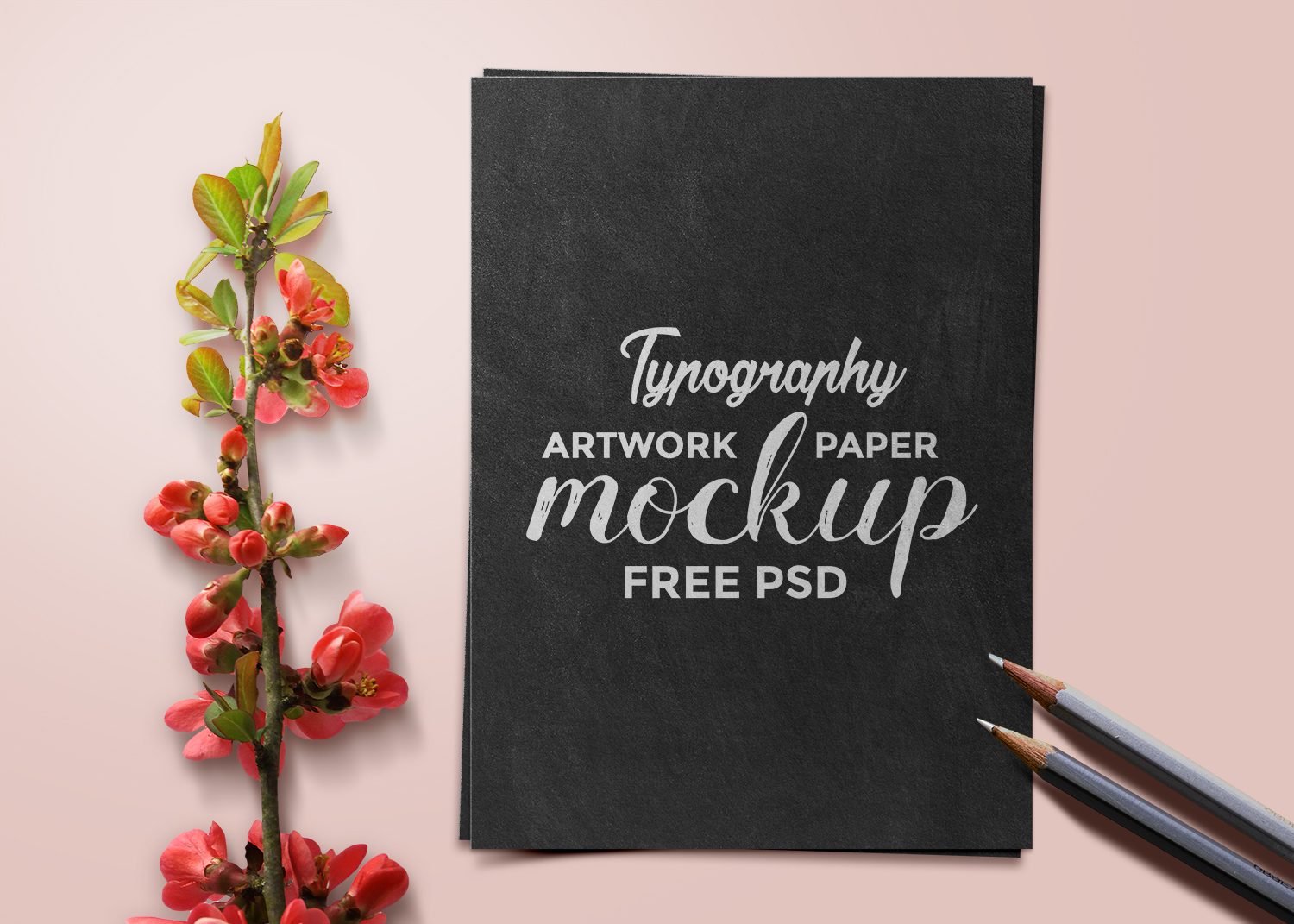 Typography Artwork Free Paper Mockup PSD