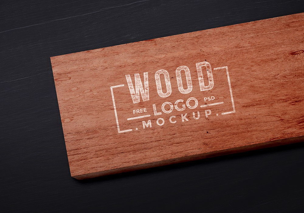 Wood Logo Mockup PSD