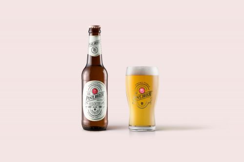 Beer Bottle & Glass Mockup PSD