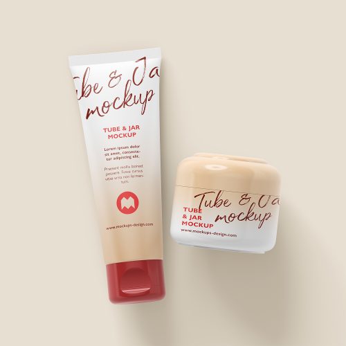 Cosmetic Cream Tube Jar Container Mockup