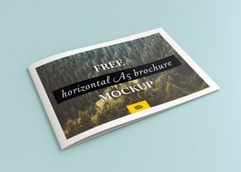 Free Bi-Fold Landscape A5 Brochure Mockup