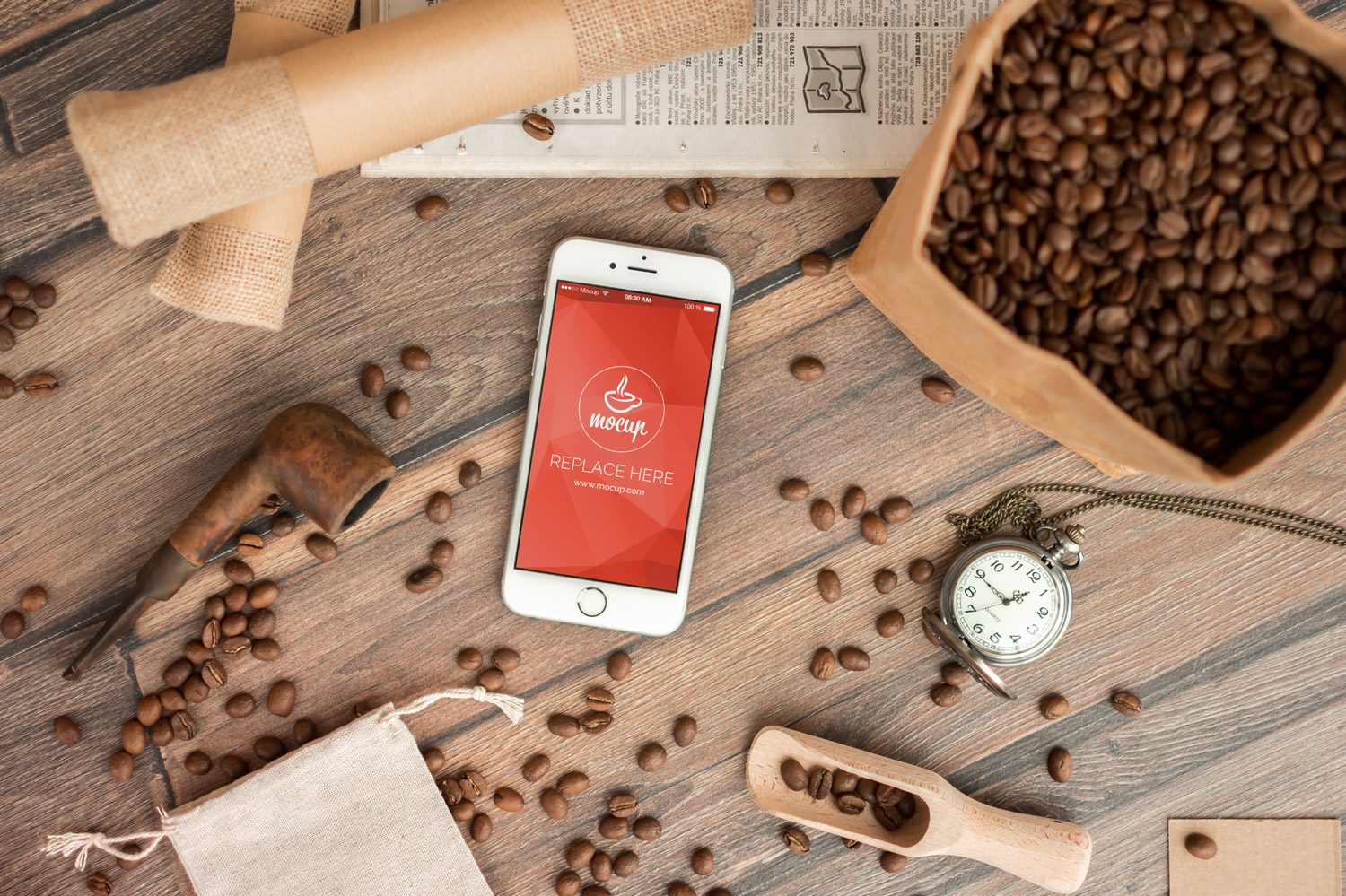 Free Coffee Branding iPhone 6 Mockup