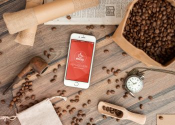 Free Coffee Branding iPhone 6 Mockup