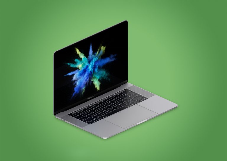 Isometric Apple MacBook Pro 4k Mockup PSD | Free Mockup World