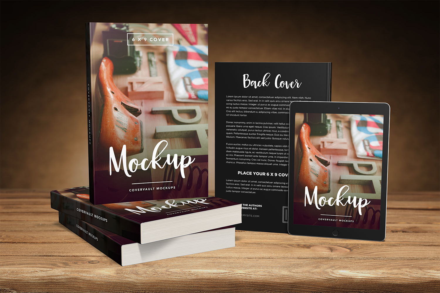 Paperback Books & Tablet Mockup