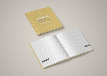 Square Book Mock-Up Set Free Sample