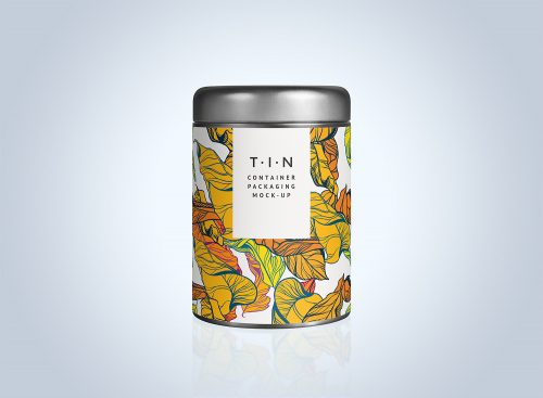 Tin Container Packaging Mockup PSD