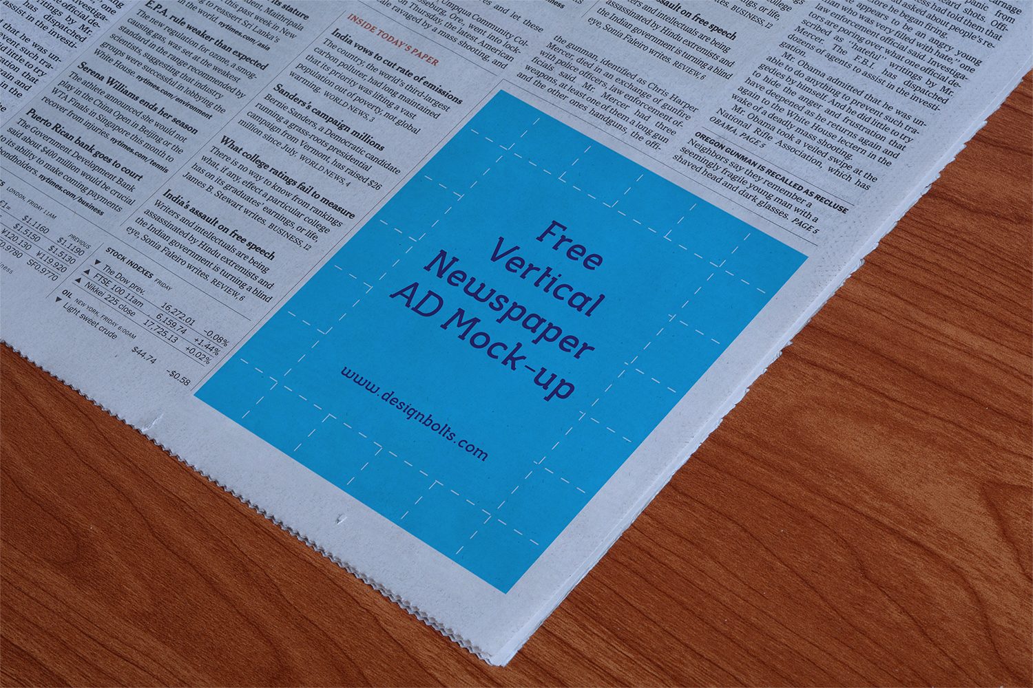 Vertical Newspaper Ad Mockup PSD