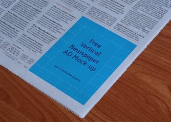 Vertical Newspaper Ad Mockup PSD