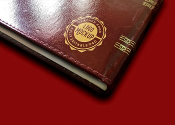 Vintage Leather Book Logo Mockup