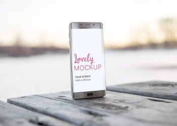 Android Phone Mockup on the Wooden Table