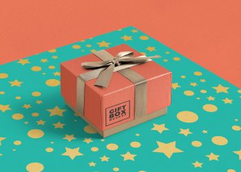 Free Gift Box PSD Mockup