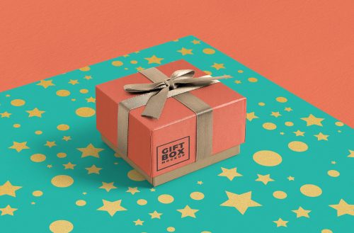 Free Gift Box PSD Mockup