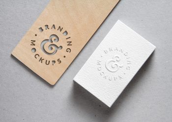 Cutout Wood & Embossed B-Card Mockup