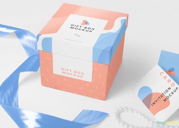 Free Gift Box Packaging Mockup